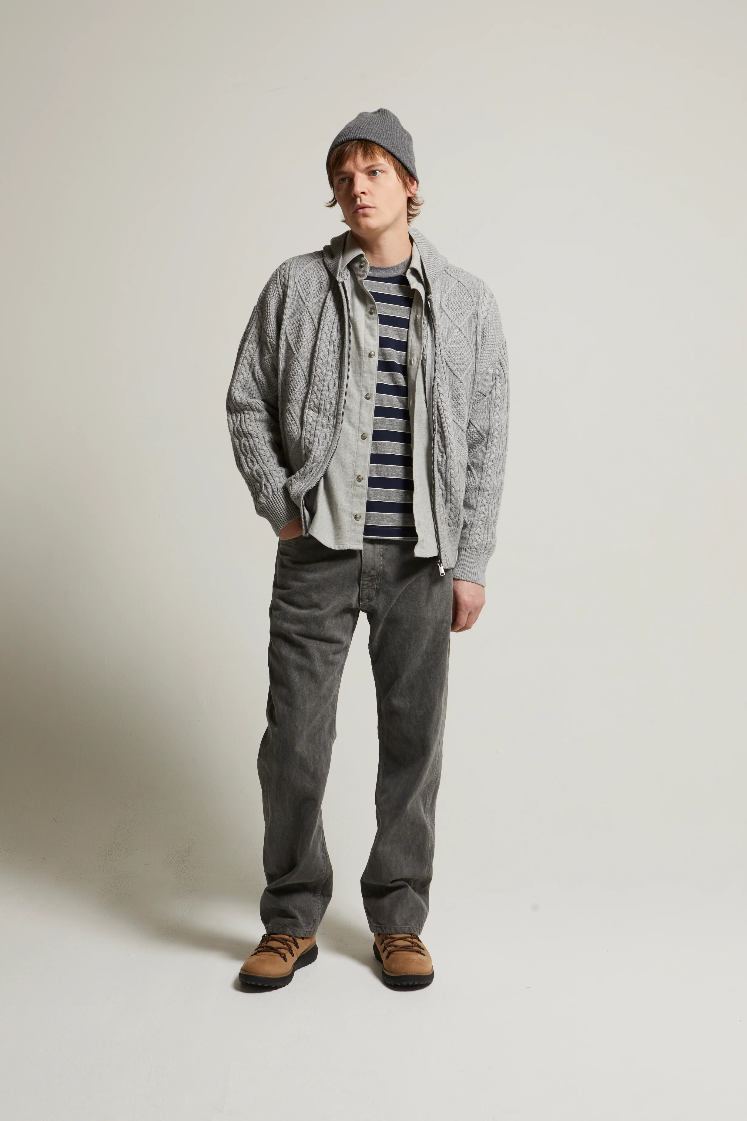 Liam Cotton-Cashmere Zip-Up Cable Sweater - Image 5